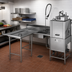 Thumbnail image #2 for Eagle Group Island Soiled Dishtable with Dish Landing Shelf and Pre-Rinse Sink, 96-Inch Machine-to-Corner, Left-to-Right, 16 Gauge Stainless Steel