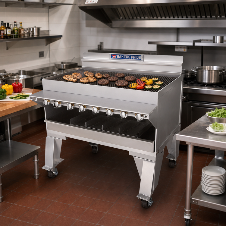 Product image #2 for Bakers Pride Dante Series CH-8 Extra Heavy-Duty Floor Model Gas Charbroiler, 42 x 24-Inch Broiling Area, 8 Burners, 144,000 BTU