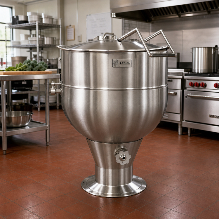Product image #2 for Legion LSP-40 40-Gallon Stationary Direct Steam Kettle with Pedestal Base