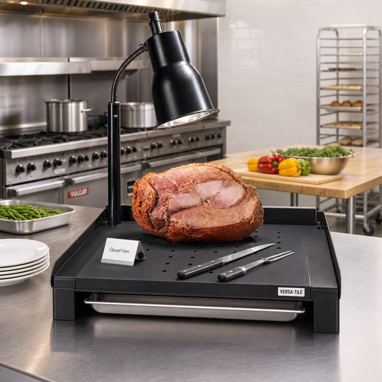 Product image #2 for TableCraft Versa-Tile Solid Single-Well Countertop Carving Station Template, Black Richlite