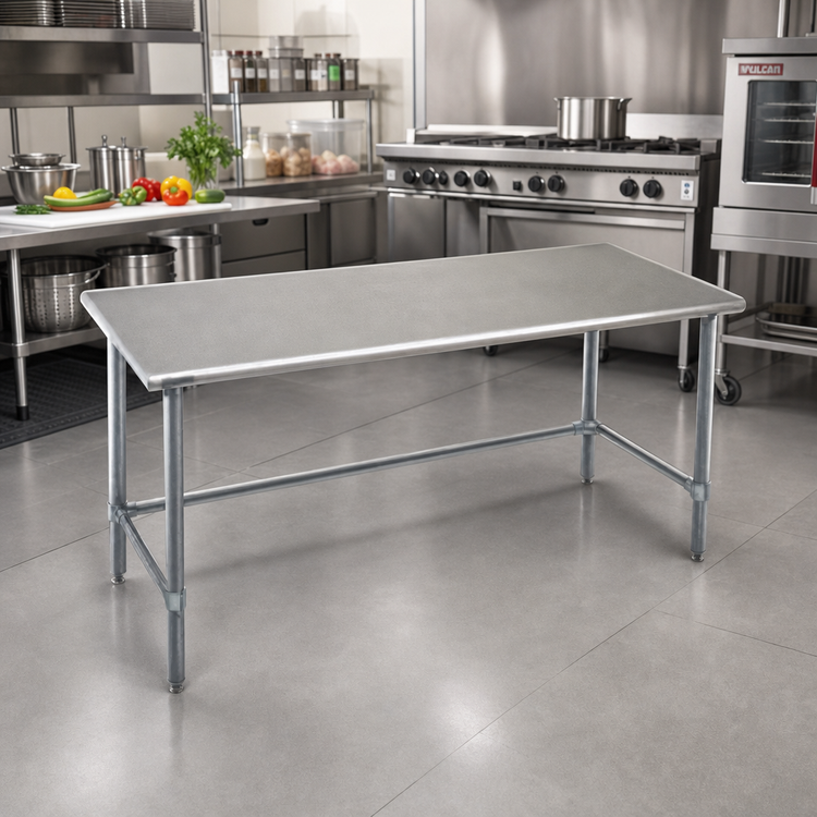 Product image #2 for Eagle Deluxe Series 48" W x 30" D Flat Top Work Table with 304 Stainless Steel Top and Galvanized Tubular Base