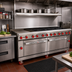 Thumbnail image #2 for American Range 72-Inch Gas Restaurant Range with Left Griddle, 8 Open Burners, Left Standard Oven, and Storage Base