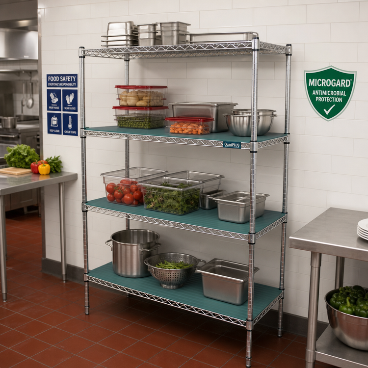 Product image #2 for QuadPLUS Solid Polymer Shelf Mat with MICROGARD Antimicrobial Protection, 54 x 18 Inches, Green