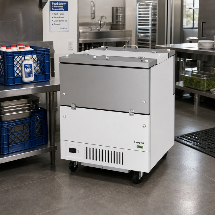 Product image #2 for Turbo Air Super Deluxe 34-Inch Dual-Sided Milk Cooler Cart, 12.21 Cu. Ft., 8-Crate Capacity
