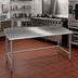 Thumbnail image #2 for Eagle Group Budget Series 120-Inch x 24-Inch 430 Stainless Steel Work Table with Rear Up-Turn and Galvanized Base