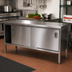 Thumbnail image #2 for John Boos Enclosed Work Table with Cabinet Base and Sliding Doors, 108 x 24 Inches, 14-Gauge 300 Series Stainless Steel Flat Top