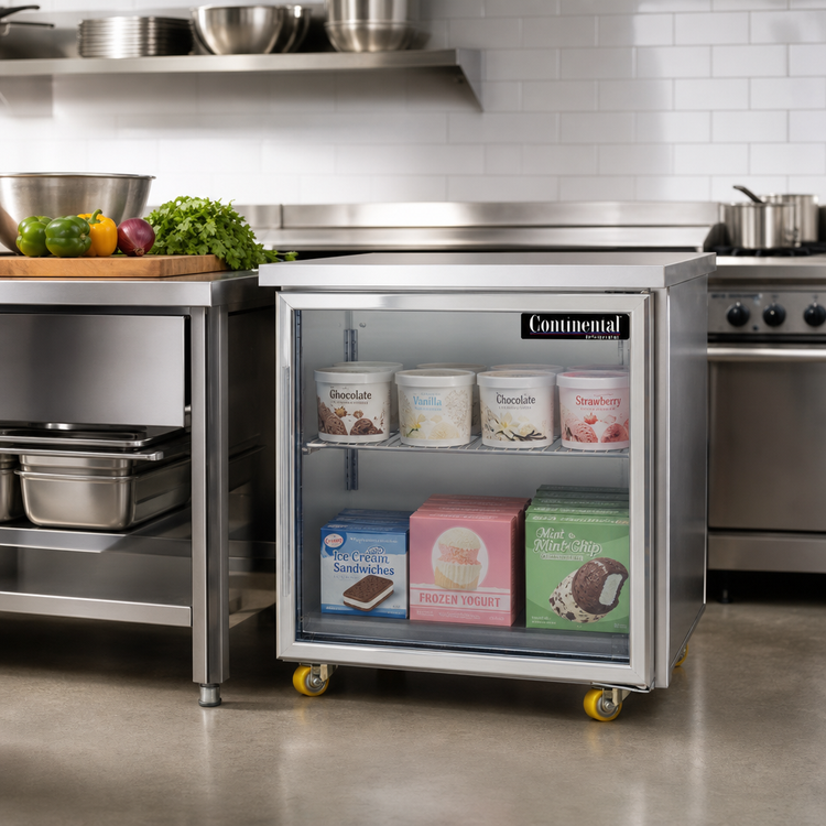Product image #2 for 27-Inch Undercounter Display Freezer with Hinged Glass Door, 7.4 Cu. Ft., R-290