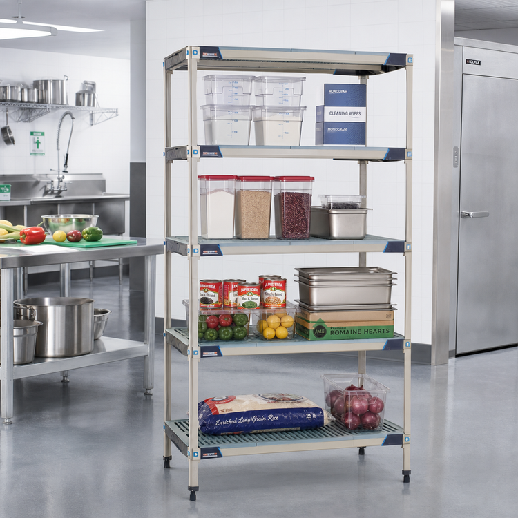 Product image #2 for MetroMax i 5-Tier Open Grid Polymer Starter Shelving Unit, 42W x 24D x 74H, Blue