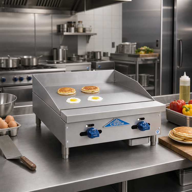 Product image #2 for Comstock-Castle Castle Series Countertop Gas Griddle with 24 x 24-Inch Polished Steel Plate, 50,000 BTU