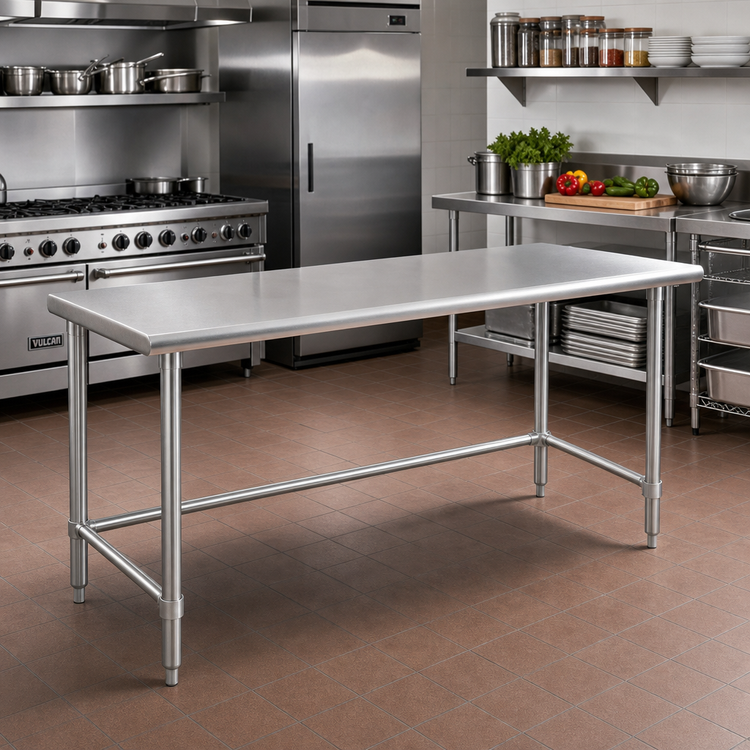 Product image #2 for Eagle Group Budget Series 120-Inch x 30-Inch Flat Top Stainless Steel Work Table
