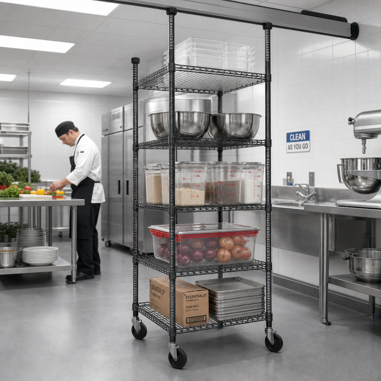Product image #2 for Quantum 24-Inch Overhead Track Shelving Mobile Kit, Black Epoxy Antimicrobial Finish