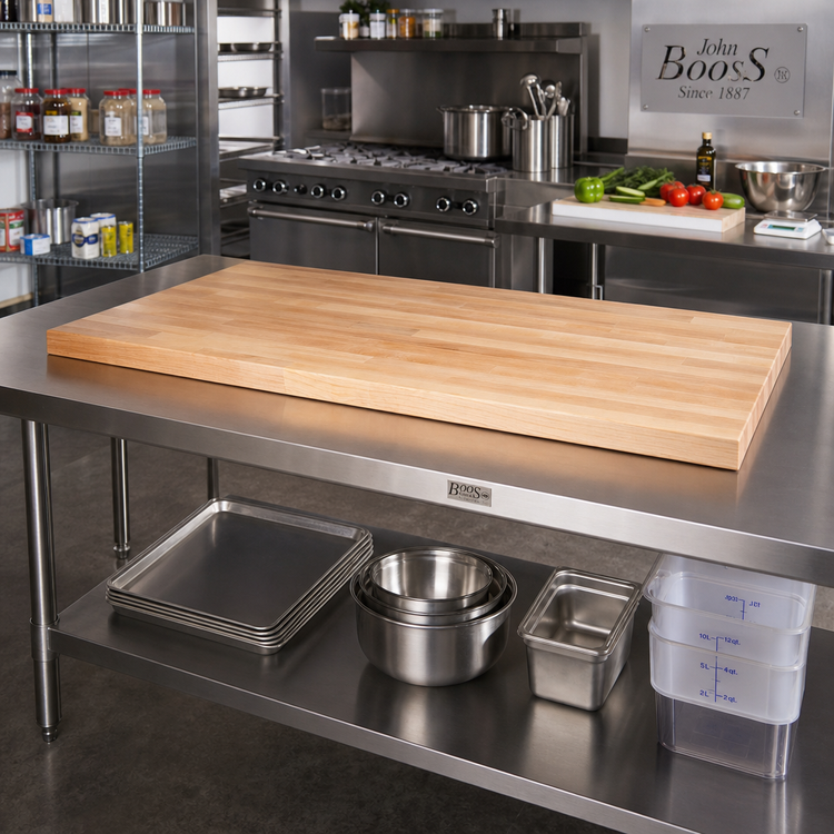 Product image #2 for John Boos Edge Grain Hard Rock Maple Bakers' Table Top, 72 x 30 x 1-3/4 Inch, Penetrating Oil Finish