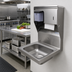 Thumbnail image #2 for BK Resources 14 x 10 Wall-Mount Hand Sink with Towel and Soap Dispensers, 1-Hole Splash Mount, 304 Stainless Steel