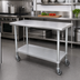 Thumbnail image #2 for Advance Tabco Special Value Series Mobile Flat Top Stainless Steel Work Table with Adjustable Undershelf, 72 x 30 Inch