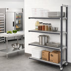Thumbnail image #2 for Cambro Camshelving® Elements EXA214872VS4480 Stationary Add-On Polymer Shelving Unit, 48"W x 21"D x 72"H, 4-Shelf, Vented & Solid, Gray