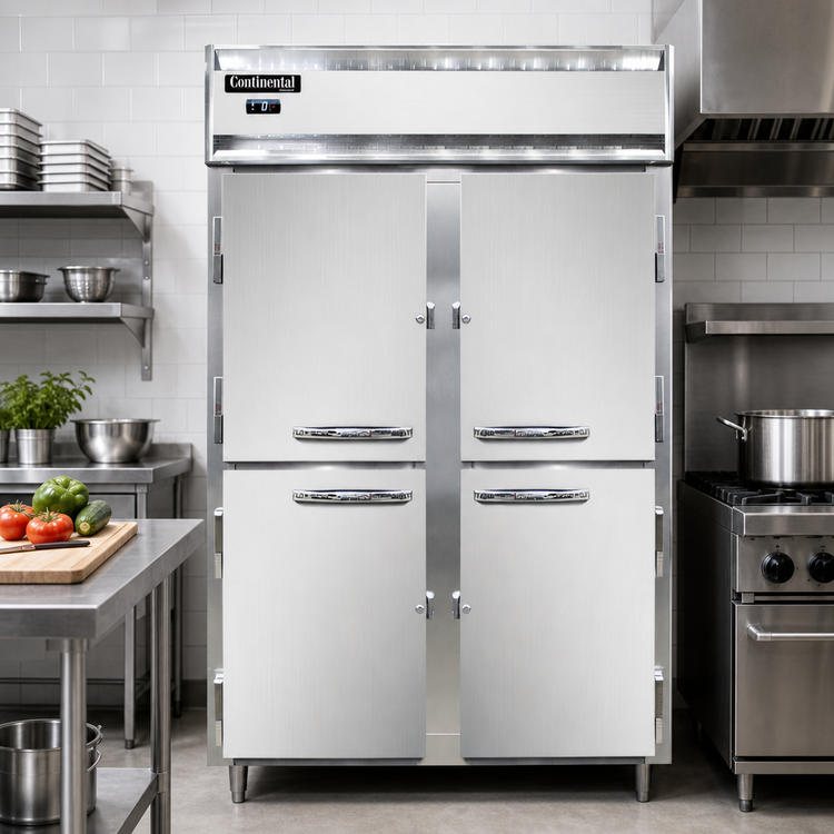 Product image #2 for Continental Refrigerator D2FNSSHD Designer Line Two-Section Reach-In Freezer with Half-Height Solid Doors