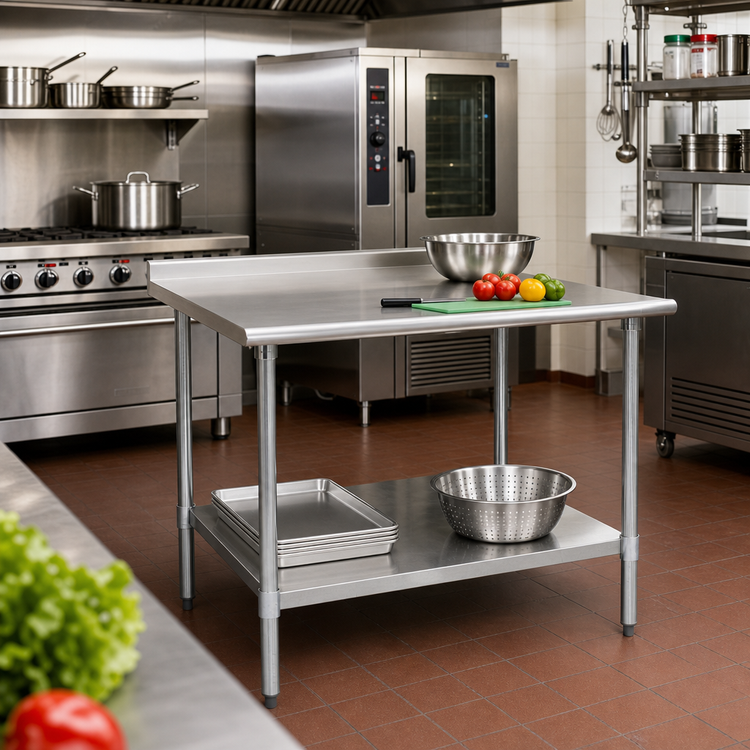 Product image #2 for Eagle Budget Series 30 Inch x 24 Inch 430 Stainless Steel Work Table with 1-1/2 Inch Rear Up-Turn and Undershelf