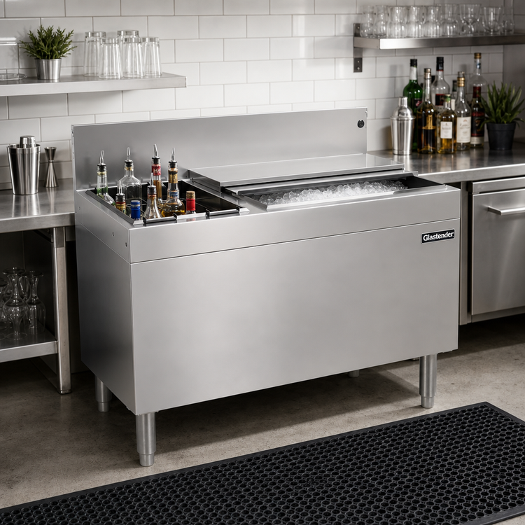 Product image #2 for Glastender Extra Deep 36-Inch Underbar Ice Bin/Cocktail Unit with Bottle Well Storage and 10-Circuit Cold Plate