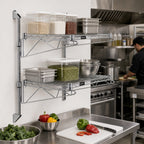 Thumbnail image #2 for Quantum WC34-CB1230C Wall-Mounted Cantilever Double-Shelf Wire Shelving Unit, 30 x 12 Inches, Chrome-Plated