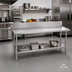 Thumbnail image #2 for Advance Tabco 72-Inch 14-Gauge 304 Stainless Steel Work Table with 10-Inch Backsplash and Adjustable Galvanized Undershelf