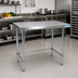 Thumbnail image #2 for BK Resources VTTOB-1830 Open-Base Stainless Steel Work Table — 30 Inches (W) x 18 Inches (D), 18-Gauge T-430 Top, Galvanized Legs