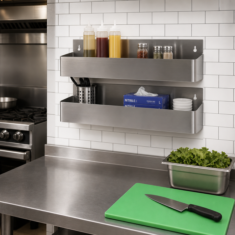 Product image #2 for BK Resources Double 36-Inch 304 Stainless Steel Speed Rail with Keyhole Mounting