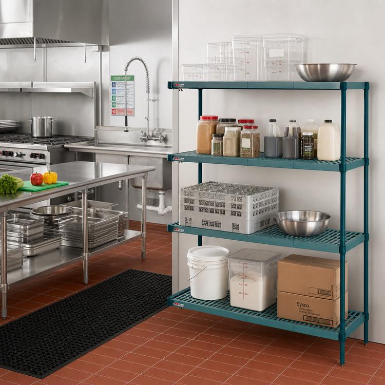 Product image #2 for Metro Super Erecta Pro Louvered 18-Inch x 36-Inch x 74-Inch Stationary Add-On Polymer Shelving Unit with 4 Shelves