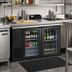 Thumbnail image #2 for Two-Section Glass Swing Door Back Bar Cooler, 24-Inch Deep, Single Zone, 60-1/8-Inch Wide, Stainless Top, Black Exterior
