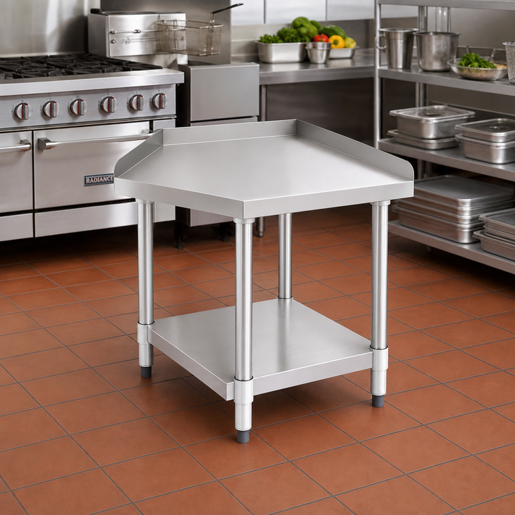 Product image #2 for Winco Stainless Steel Equipment Stand with 1.5-Inch Raised Edges and Galvanized Undershelf, 24 x 30 x 24 Inches