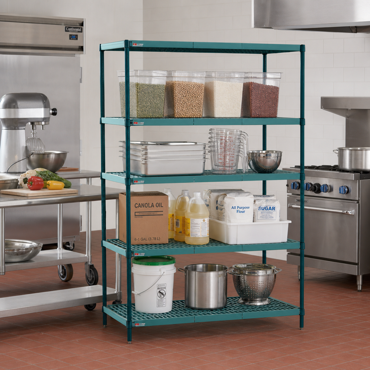 Product image #2 for Metro Super Erecta Pro 21"W x 30"D x 74"H Green Polymer Shelving Starter Unit with 4 Shelves