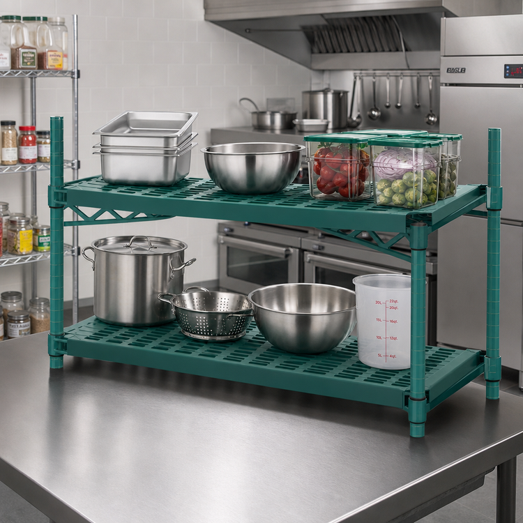 Product image #2 for Eagle Group QuadPlus 72-Inch x 24-Inch Solid Green Polymer Shelf Mat with Wire QuadTruss Frame