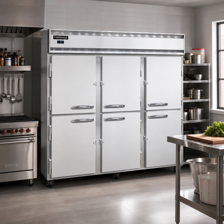 Product image #2 for Continental Refrigerator 3FENSAHD Extra-Wide Three-Section Reach-In Freezer with Half-Height Solid Doors