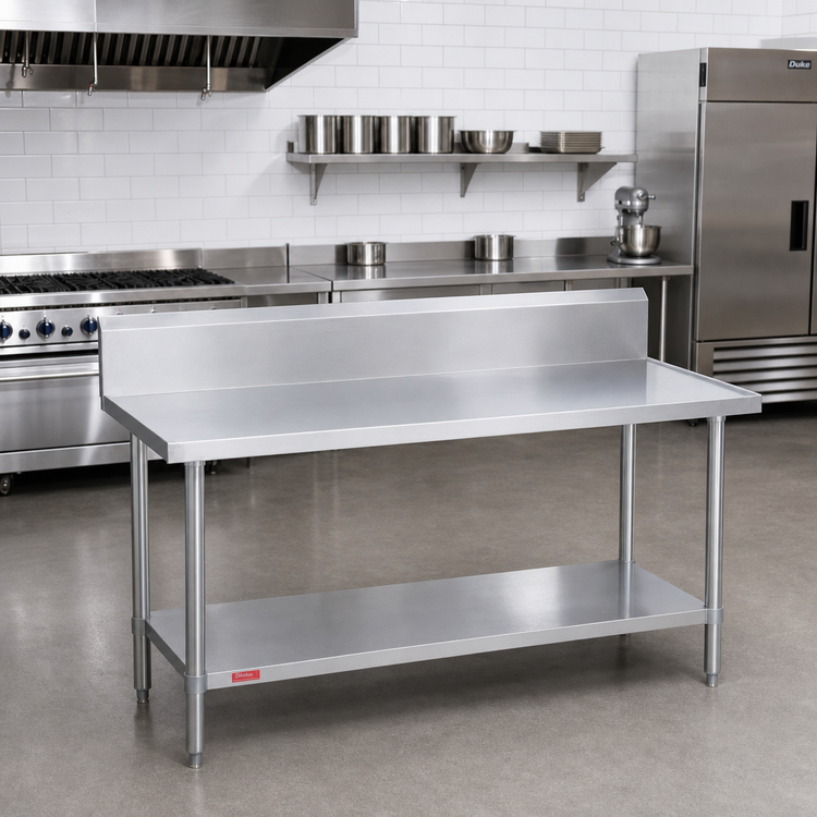 Product image #2 for Duke 108-Inch Stainless Steel Work Table with 10-Inch Riser and Undershelf