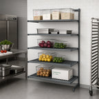 Thumbnail image #2 for Cambro Camshelving® Basics Plus CBA184264V5580 5-Tier Add-On Vented Polymer Shelving Unit, 18 x 42 x 64 Inches, Brushed Graphite