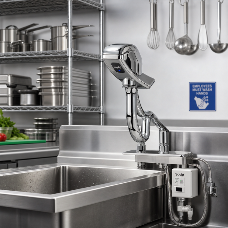 Product image #2 for equip Electronic Touchless Sensor Faucet, Single-Hole Deck Mount, Rigid Spout, 4-Inch Centers, Polished Chrome-Plated Brass, 2.2 GPM