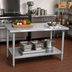 Thumbnail image #2 for John Boos Stallion 60-Inch x 30-Inch 16 Gauge Stainless Steel Top Work Table with Galvanized Base and Adjustable Undershelf