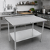 Thumbnail image #2 for Stallion 120 x 36 Inch 300 Series Stainless Steel Work Table with 1-1/2 Inch Rear Upturn and Adjustable Undershelf