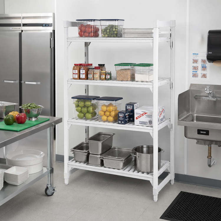 Product image #3 for Cambro Camshelving Premium 4-Tier Stationary Starter Unit, 21 x 60 x 84 Inches, Vented Polypropylene Shelves