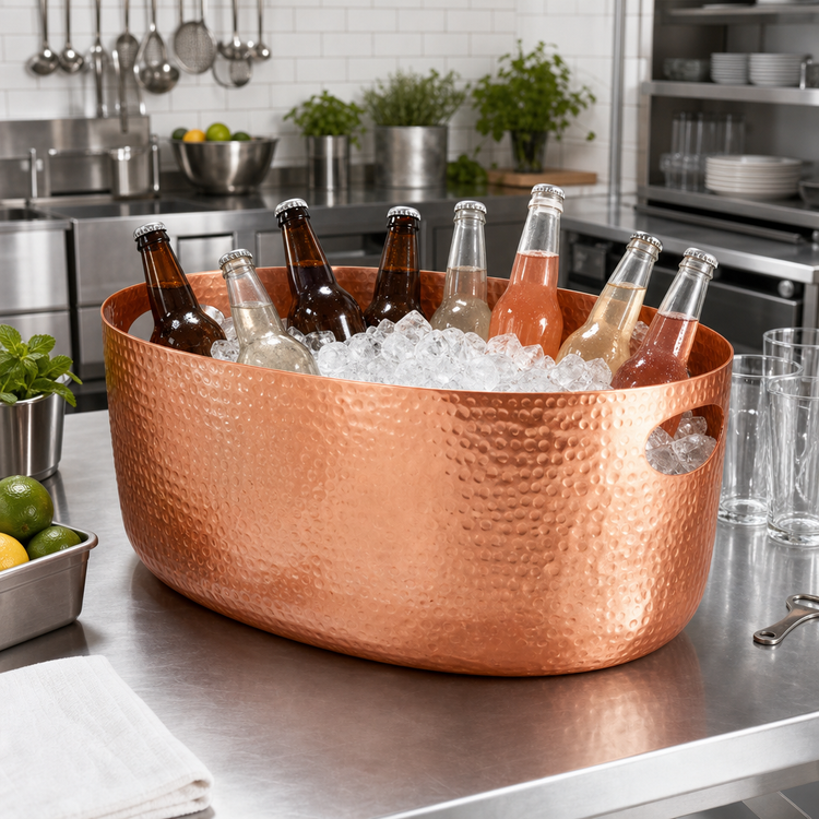 Product image #2 for Oval Hammered Aluminum Beverage Tub, 10 Qt., Copper Finish