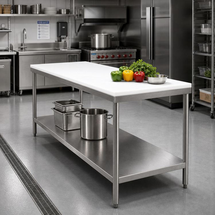 Product image #2 for Advance Tabco Poly-Vance 120" x 24" Poly Top Work Table with Stainless Steel Undershelf