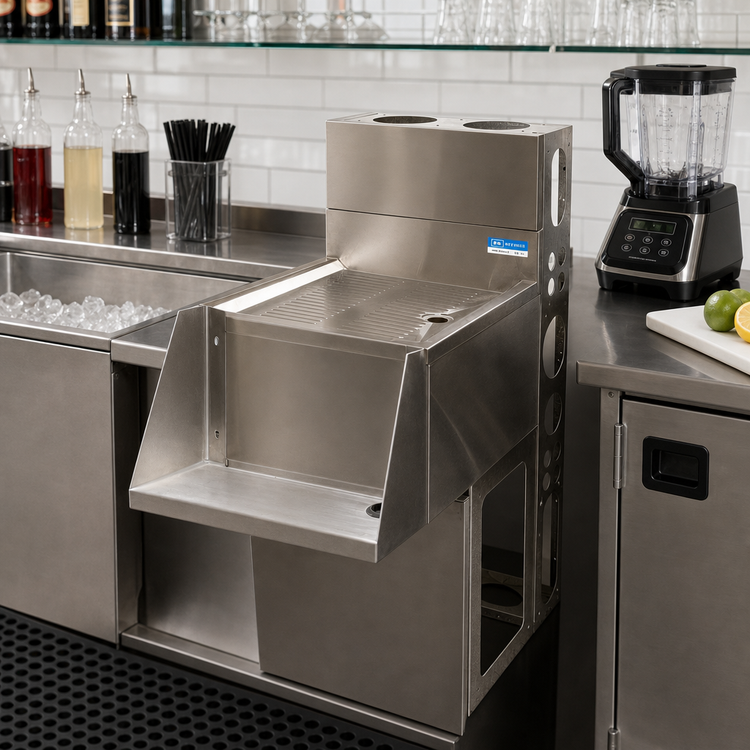 Product image #2 for BK Resources Underbar Freestanding Mixing Station with Drainboard and Blender Shelf, 18 x 21 x 33-1/2 Inch