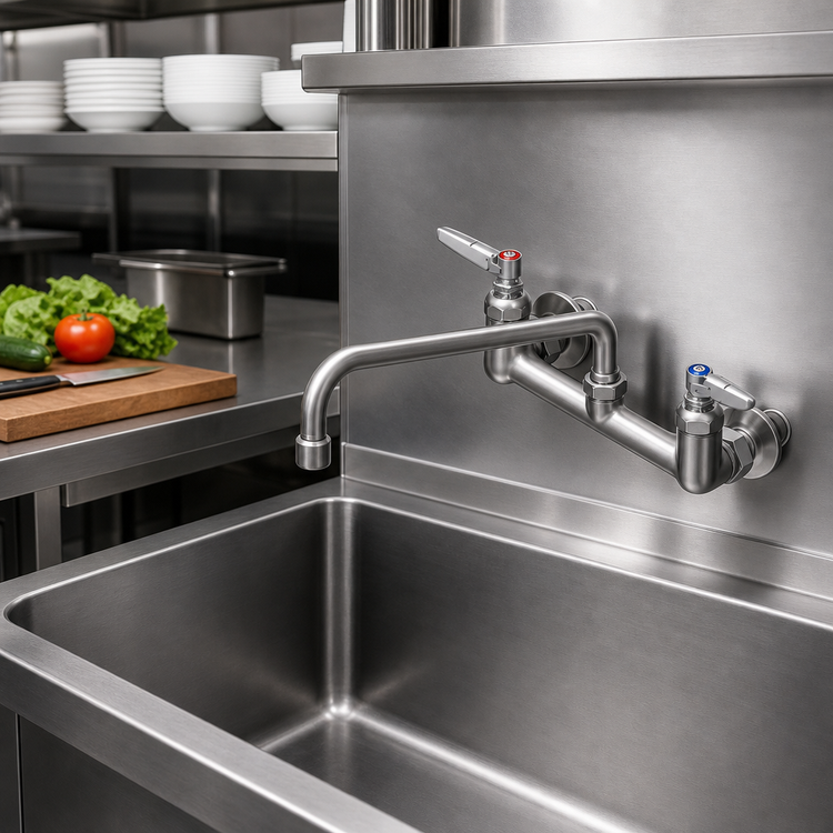 Product image #2 for T&S Brass Double Wall Mount Pantry Faucet with 12-Inch Swing Nozzle, 8-Inch Centers
