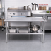 Thumbnail image #2 for Eagle Group 60-3/8 Inch Stainless Steel Griddle/Equipment Stand with Open Base and Adjustable Undershelf