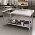 Thumbnail image #2 for Klinger's Trading 84 Inch x 30 Inch Stainless Steel Work Table with Left-Side Prep Sink, Marine Edge and Undershelf