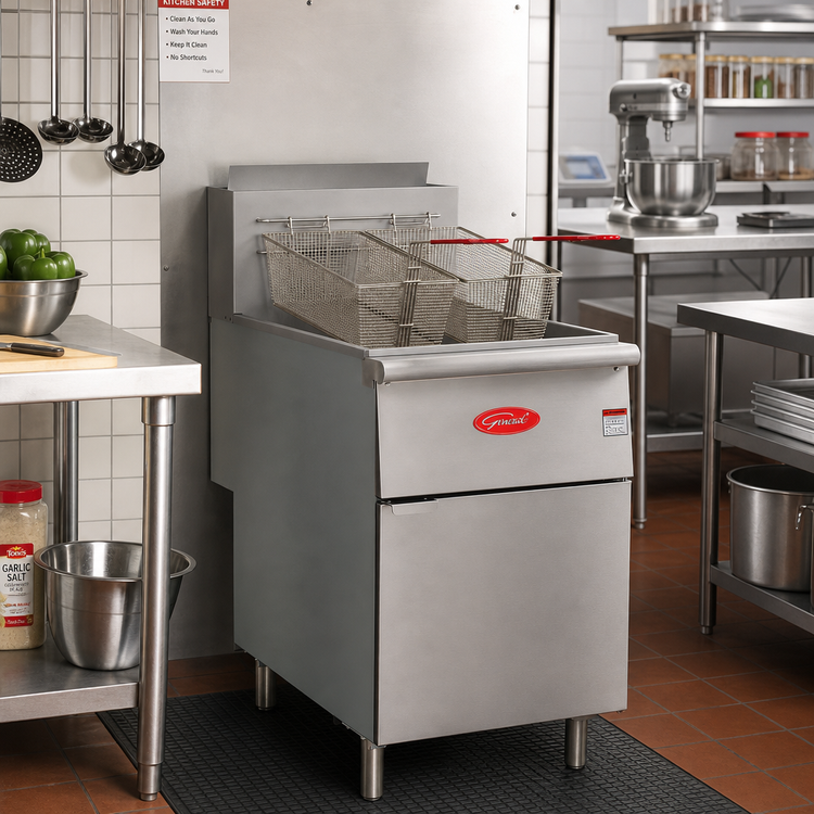 Product image #3 for General 70 lb. Liquid Propane Floor Fryer with Millivolt Controls, 150,000 BTU