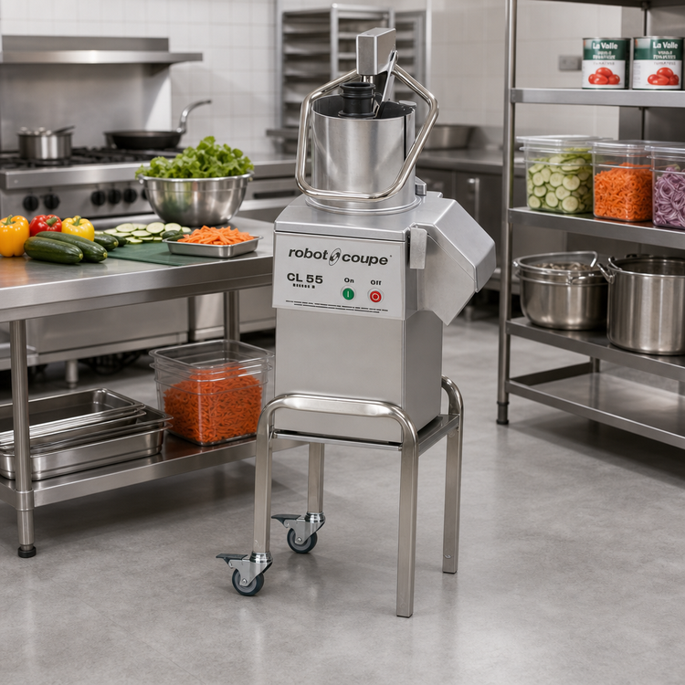 Product image #2 for Robot Coupe CL55E NODISC Commercial Vegetable Prep Machine with Mobile Stand, 2-1/2 HP, 120V