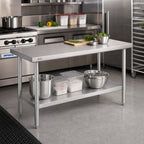 Thumbnail image #2 for John Boos Stallion FBLS6018-X Stainless Steel Work Table, 60 x 18 Inches, 18-Gauge Top, Open Base with Adjustable Undershelf