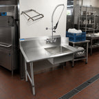 Thumbnail image #2 for BK Resources BKSDT-36-L-SS-P2-G 36-Inch Left-to-Right Straight Soiled Dish Table with 20 x 20 x 8-Inch Sink, Faucet, and 10-Inch Backsplash