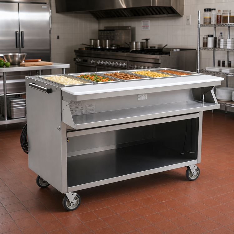 Product image #2 for Spec-Master 79" 5-Well Electric Sealed Well Hot Food Table with Open Base and AutoFill