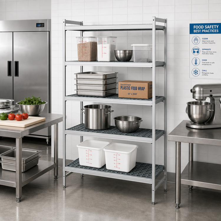 Product image #2 for Fermostock 5-Tier Perforated Starter Shelving Unit with Removable Polymer Inserts, 83" H x 47" W x 14" D